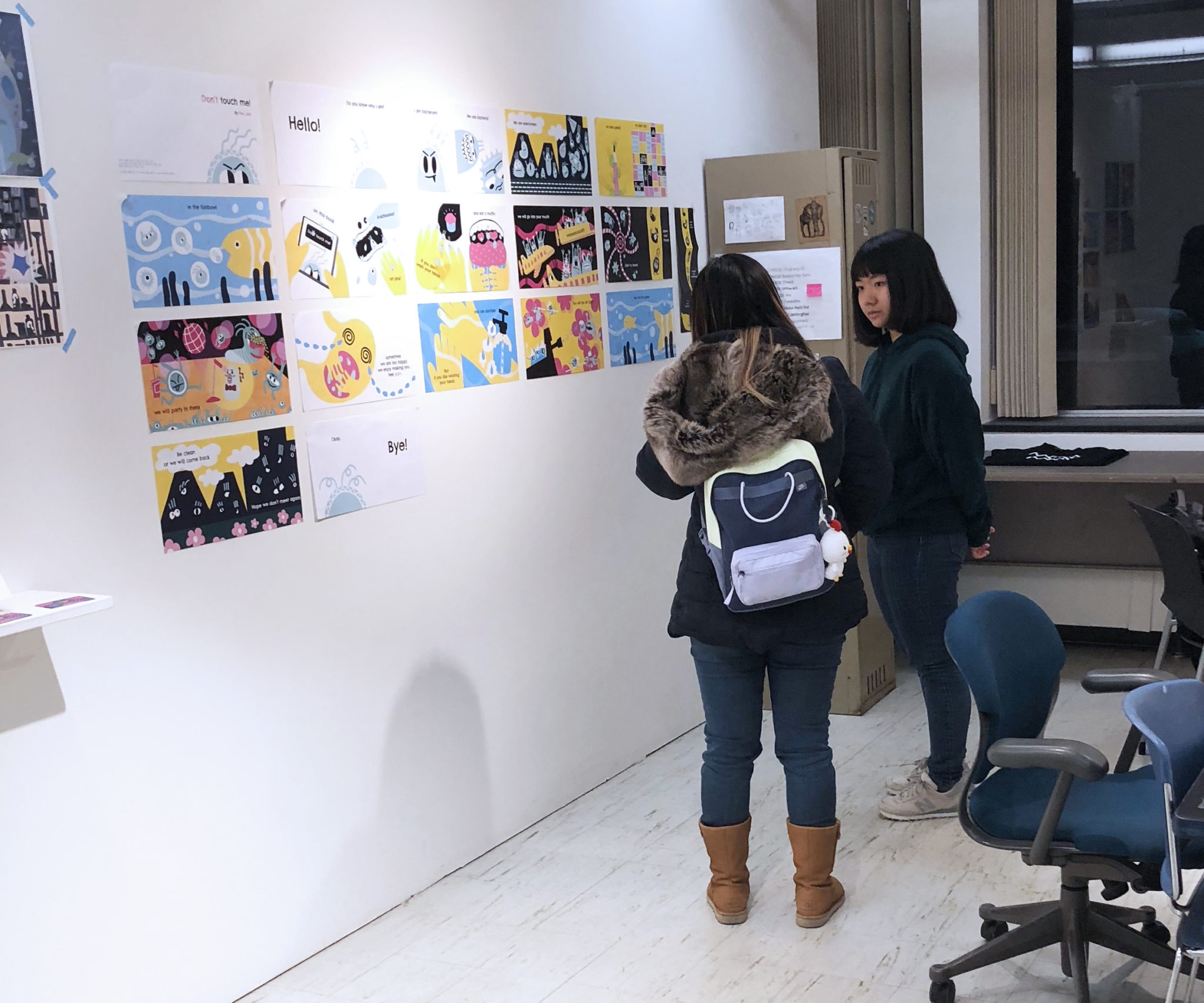 Student Jian Yao in her studio at Open Studio Night 2019