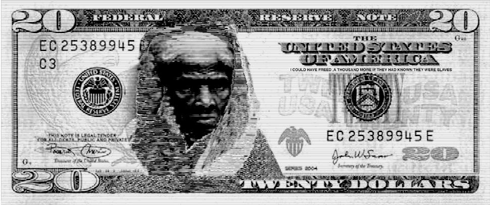 Bill Jeter, Harriet Tubman $20 Bill, Screen print. Image courtesy of the artist.